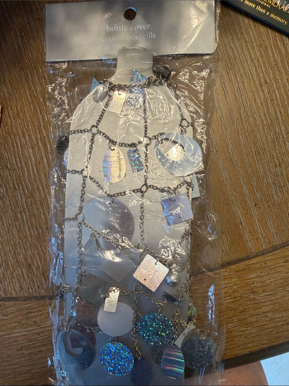 Pier 1 Imports Decorative Sequin Bottle Cover - Silver Holographic Accents